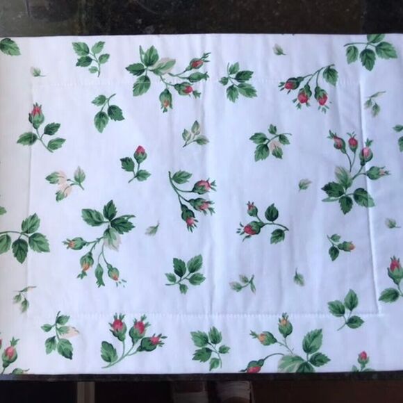 Custom made Chintz Like Grand Millenial 3 pc Pink Rose Floral Placemat Table Set - Picture 8 of 11